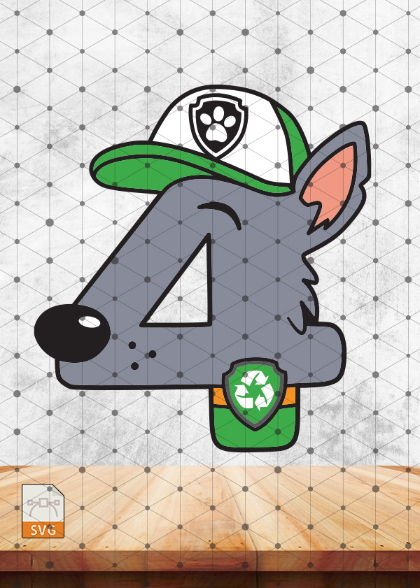 Rocky Paw Patrol 4th Birthday SVG, Rocky 4th Birthday SVG