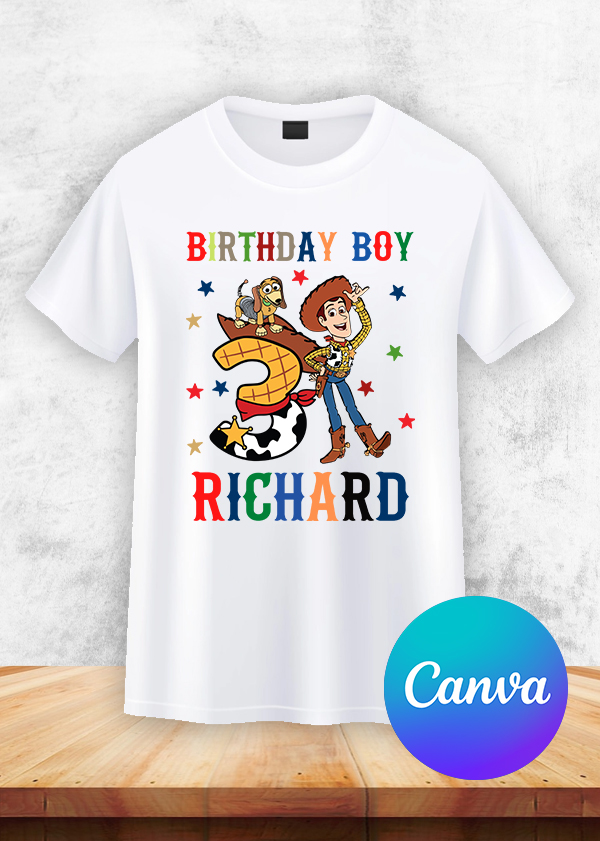 Personalized Toy Story 7th Birthday Shirt CANVA Editable PNG Digital Download