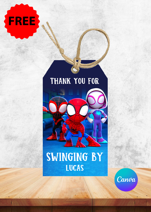 Free download Spider Favor Tag pritnable Canva edtiable