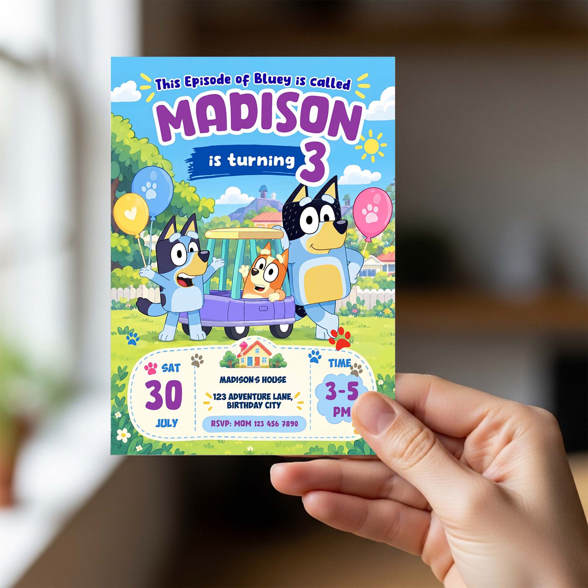 Bluey Birthday Invitation Canva Editable Instant Download