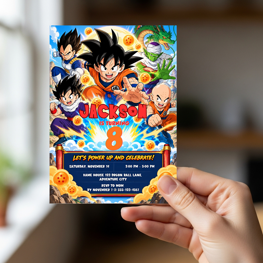 7 Dragon Ball Birthday Invitation Canva Editable - Image 2