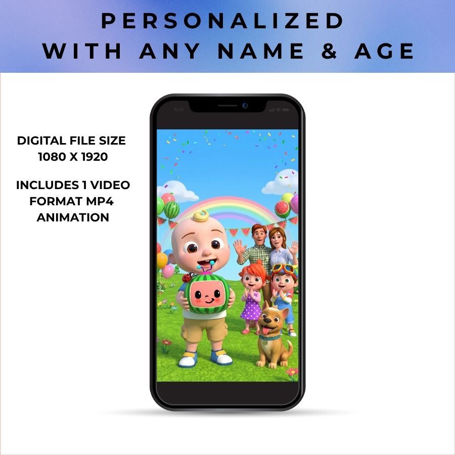 Personalized Cocomelon Birthday Invitation & Animated Video | JJ and Friends Kids Digital Evite
