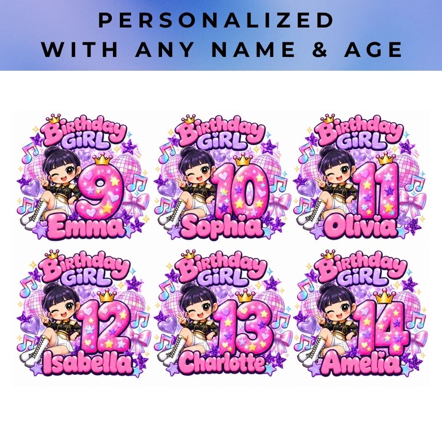 Personalized Zoey K-pop Demon Hunters Birthday PNG, Custom Name and Age Birthday Design, Zoey K-pop Demon Hunters Girls Birthday Shirt Print, Digital Download (Copy) - Image 2
