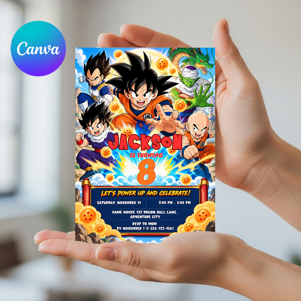 7 Dragon Ball Birthday Invitation Canva Editable