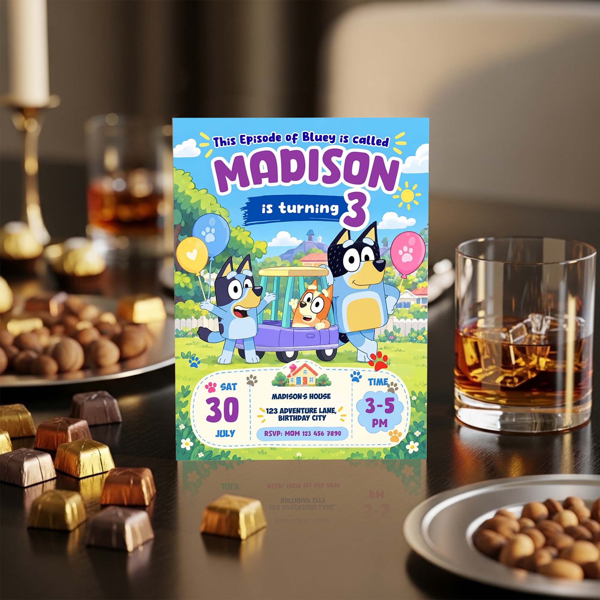 Bluey Birthday Invitation Canva Editable Instant Download - Image 3