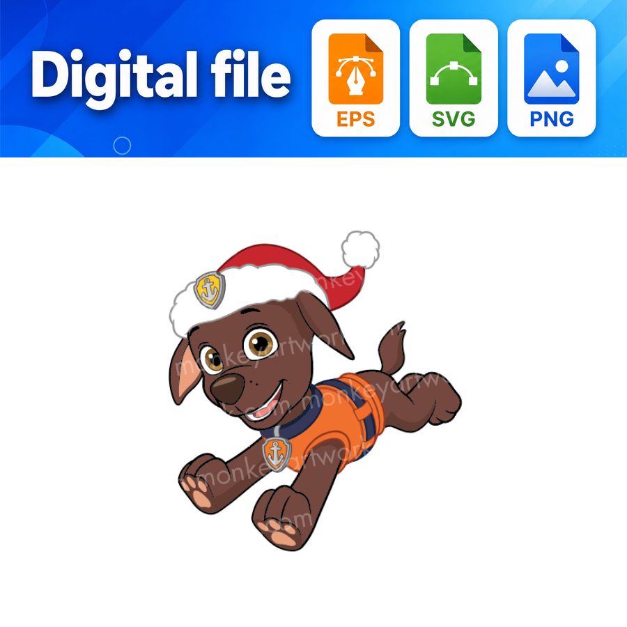 Zuma Christmas Paw Patrol SVG/ EPS/ PNG Circle Cut Digital download