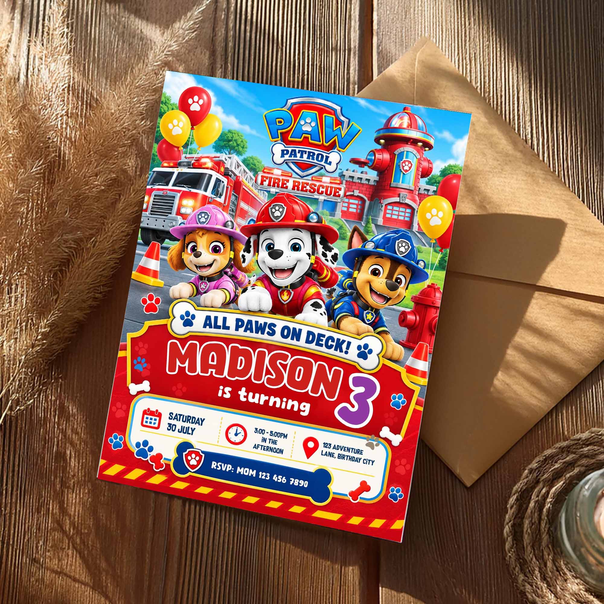 Personalized Paw Patrol Birthday Invitation | Custom Paw Patrol Birthday Invite - Image 3