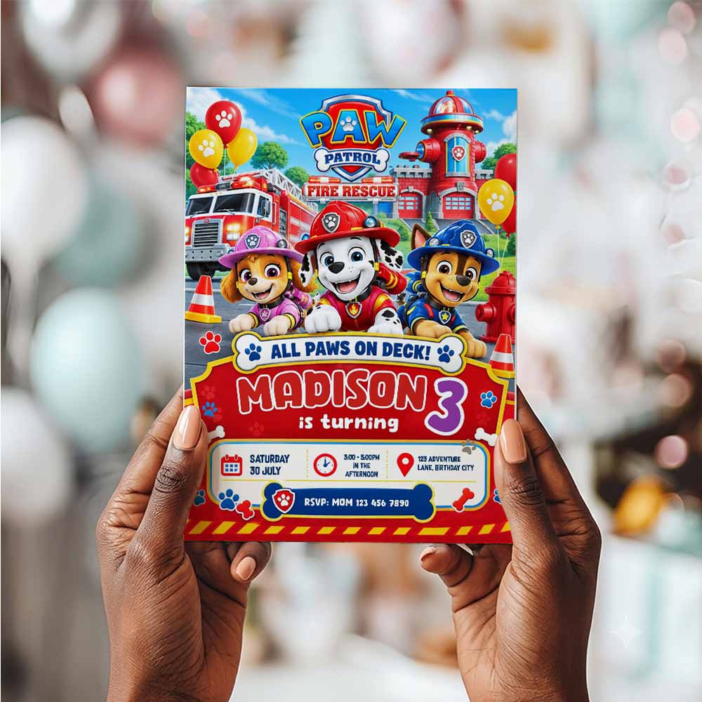 Personalized Paw Patrol Birthday Invitation | Custom Paw Patrol Birthday Invite - Image 2