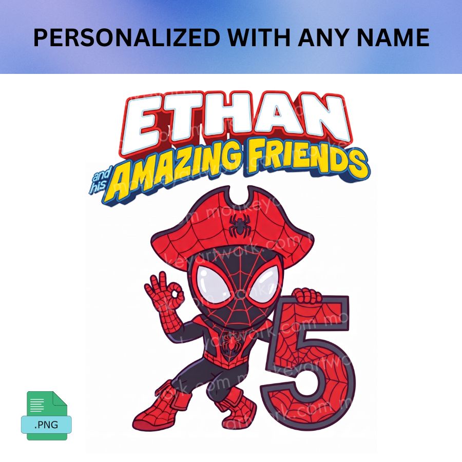 Personalized with any name Miles Morales Spider-Man Pirate, 5th Birthday Shirt Miles Morales Pirate