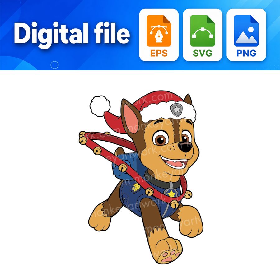 Chase Christmas Paw Patrol SVG/ EPS/ PNG Circle Cut Digital download