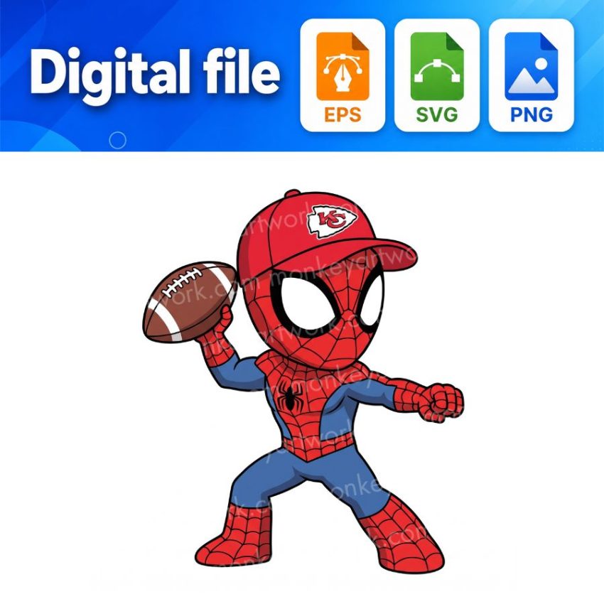Spidey American Football Kansas City Chiefs Team PNGSVGEPS Digital Download