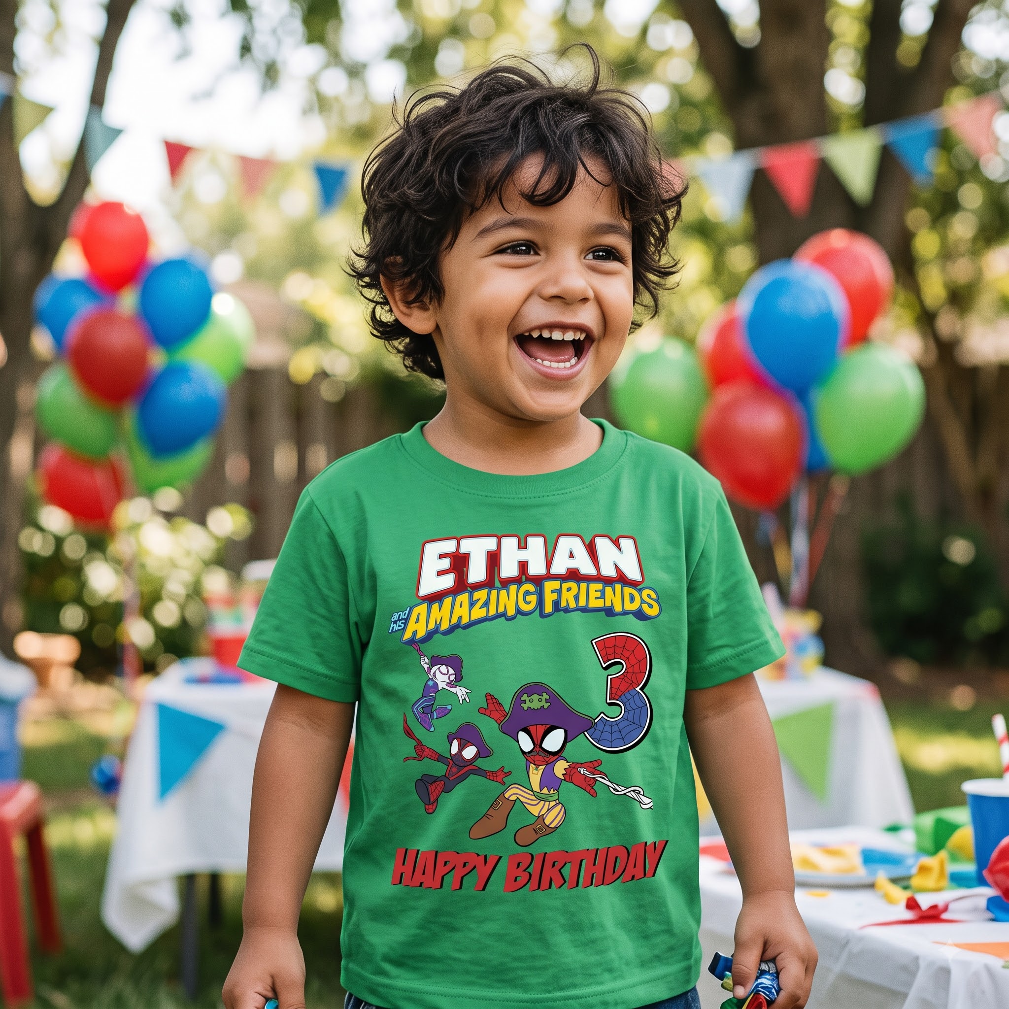 Personalized with any name Spidey and His Amazing Friends Pirate Birthday Shirt - Image 2